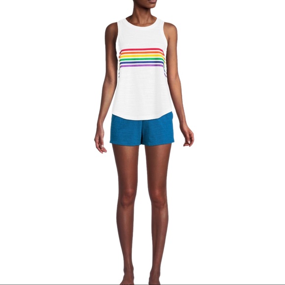 Secret Treasures size small white & rainbow tank & large rainbow shorts set NWT - Picture 12 of 16